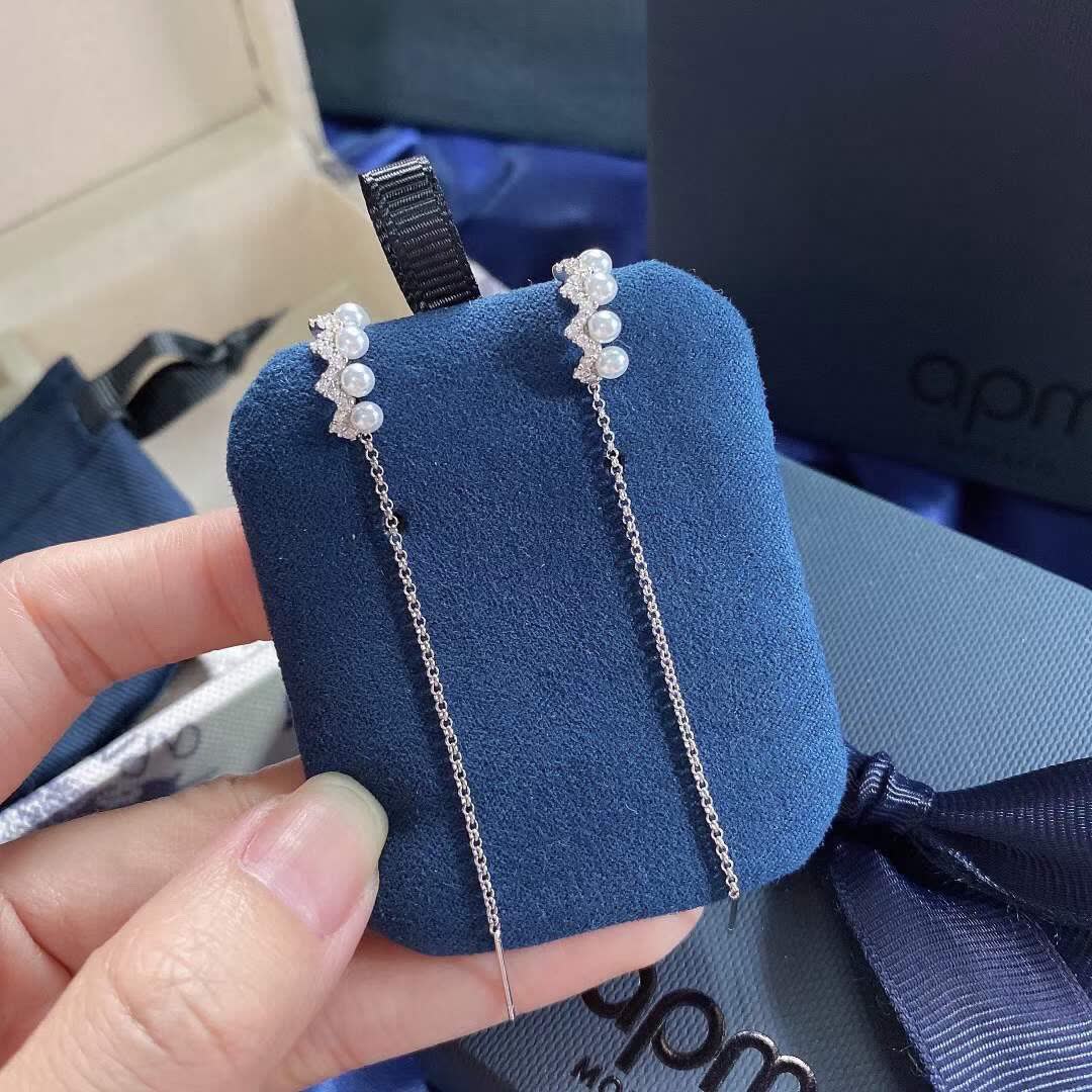 APM Monaco Silver Pearl Threader Earrings